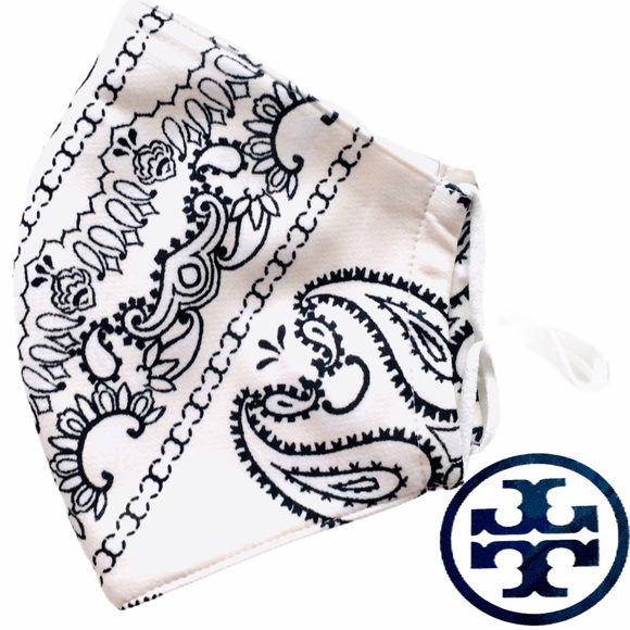 LAST ONE! Tory Burch White Black Fabric Face Mask - Picture 8 of 8